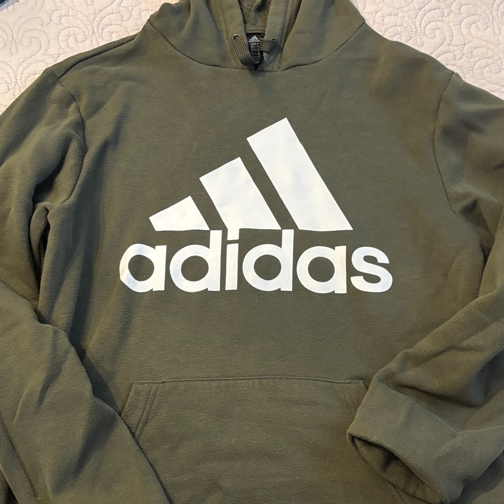 Adidas Olive Hoodie with White Logo